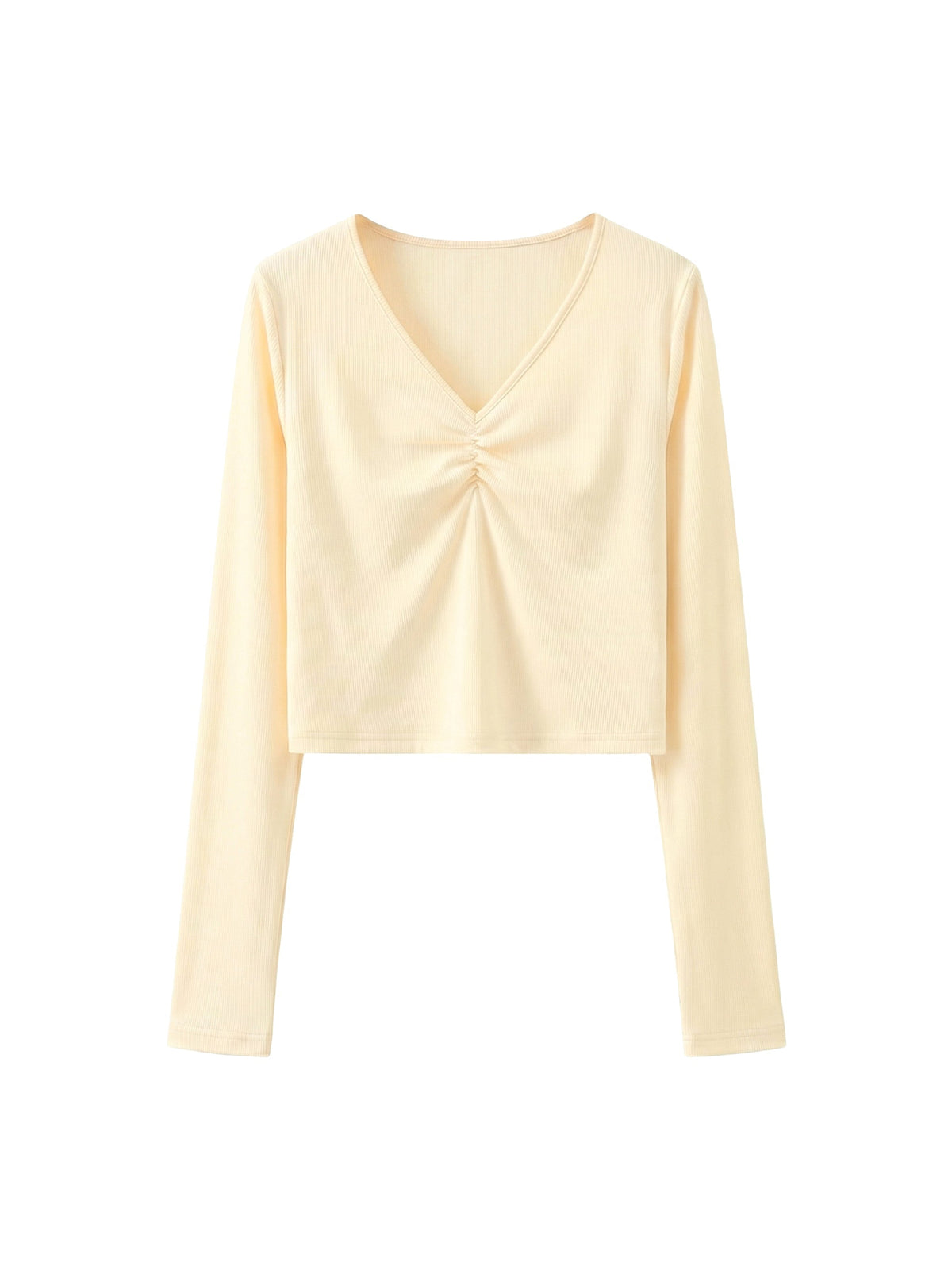 Women's Ruched Long Sleeve Crop T-Shirt