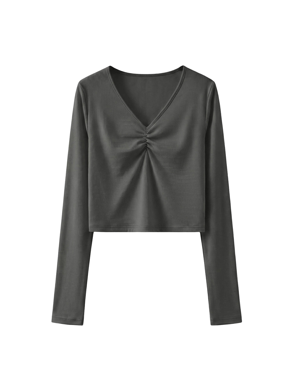 Women's Ruched Long Sleeve Crop T-Shirt