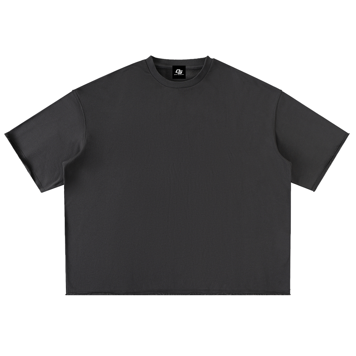Dark Grey Unisex Washed Rolled-Hem Half-Sleeve T-Shirt front view