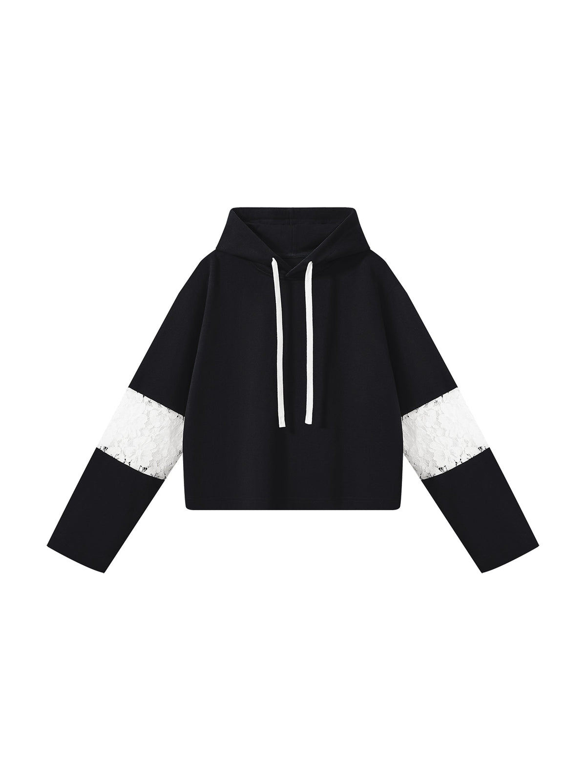 Women’s Cropped Lace-Panel Hoodie
