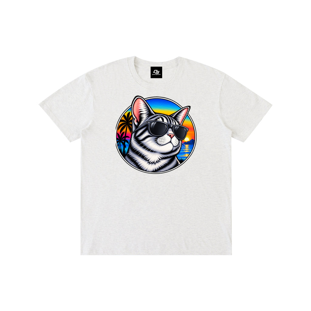Cool Cat Tropical Sunset Pure Cotton Unisex T-Shirt