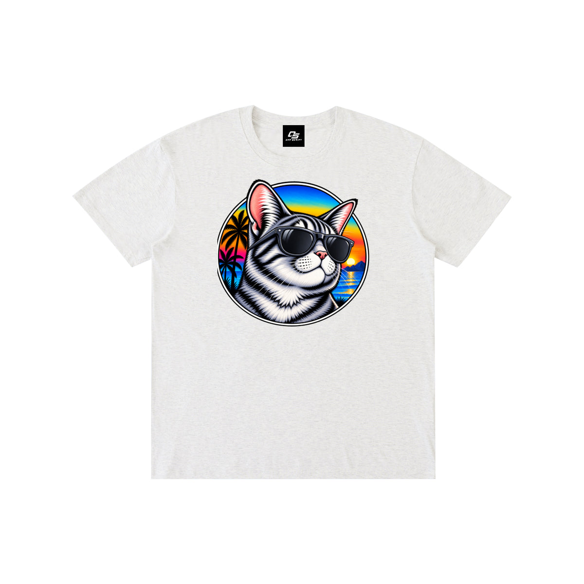 Cool Cat Tropical Sunset Pure Cotton Unisex T-Shirt