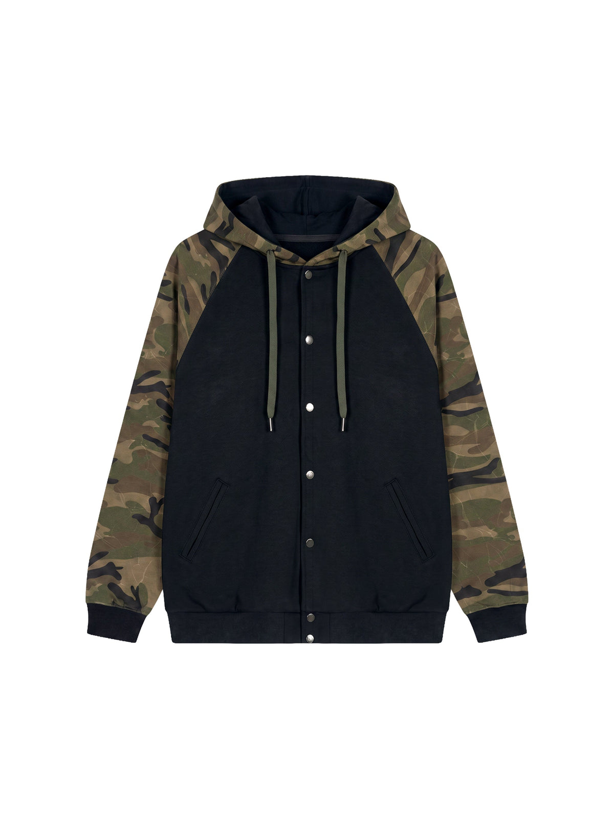 Unisex Camo-Splice Raglan Zip Hoodie