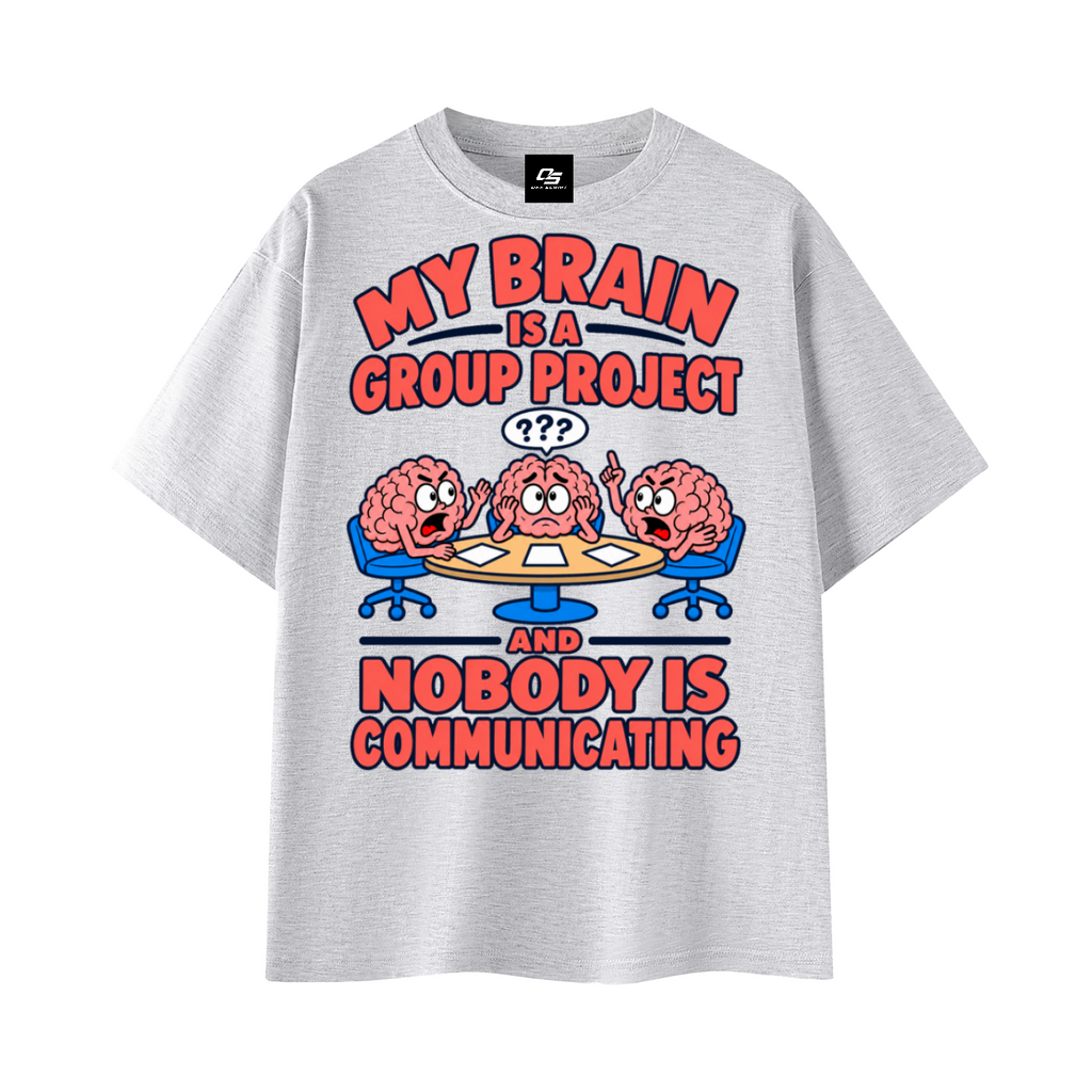 Group Project Graphic Essential Cotton Unisex T-Shirt – White Grey