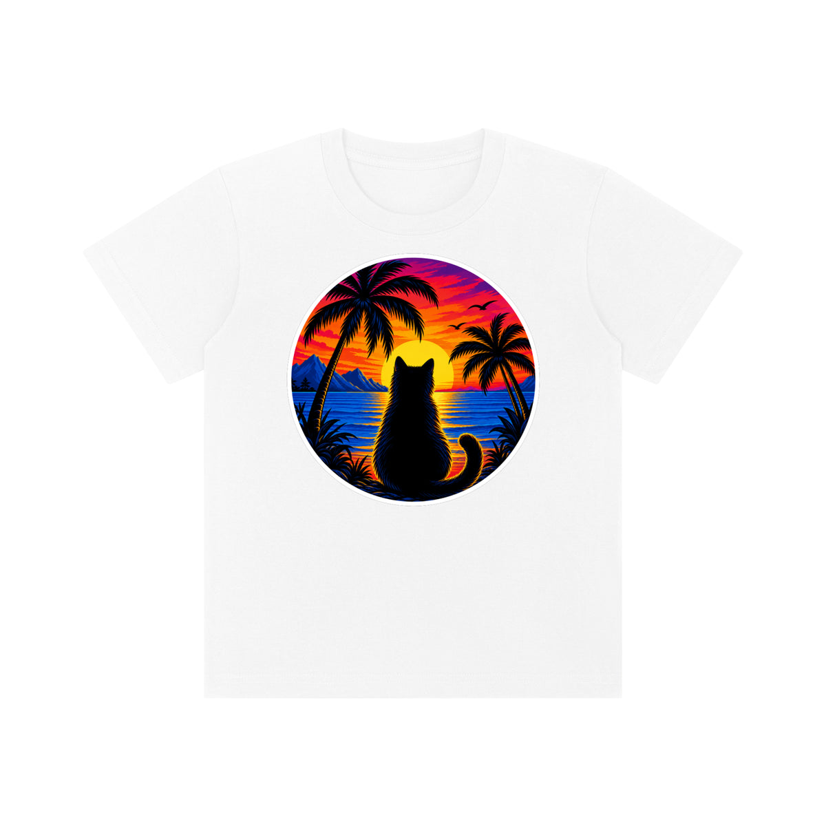 Sunset Cat Kids' Crewneck Short-Sleeve T-Shirt