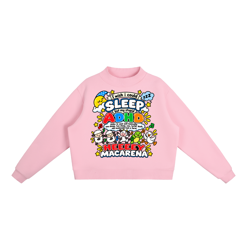 ADHD Macarena Women's Essential Fleece Mock-Neck Graphic Sweatshirt - Pink front