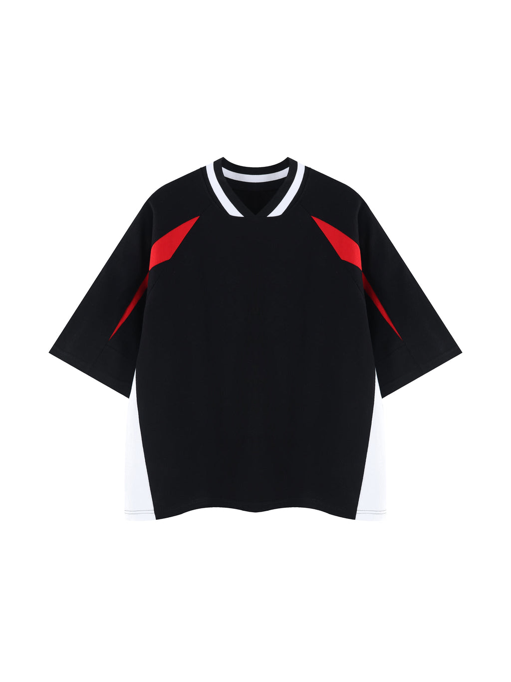 Unisex Oversized Color Block V-Neck T-Shirt
