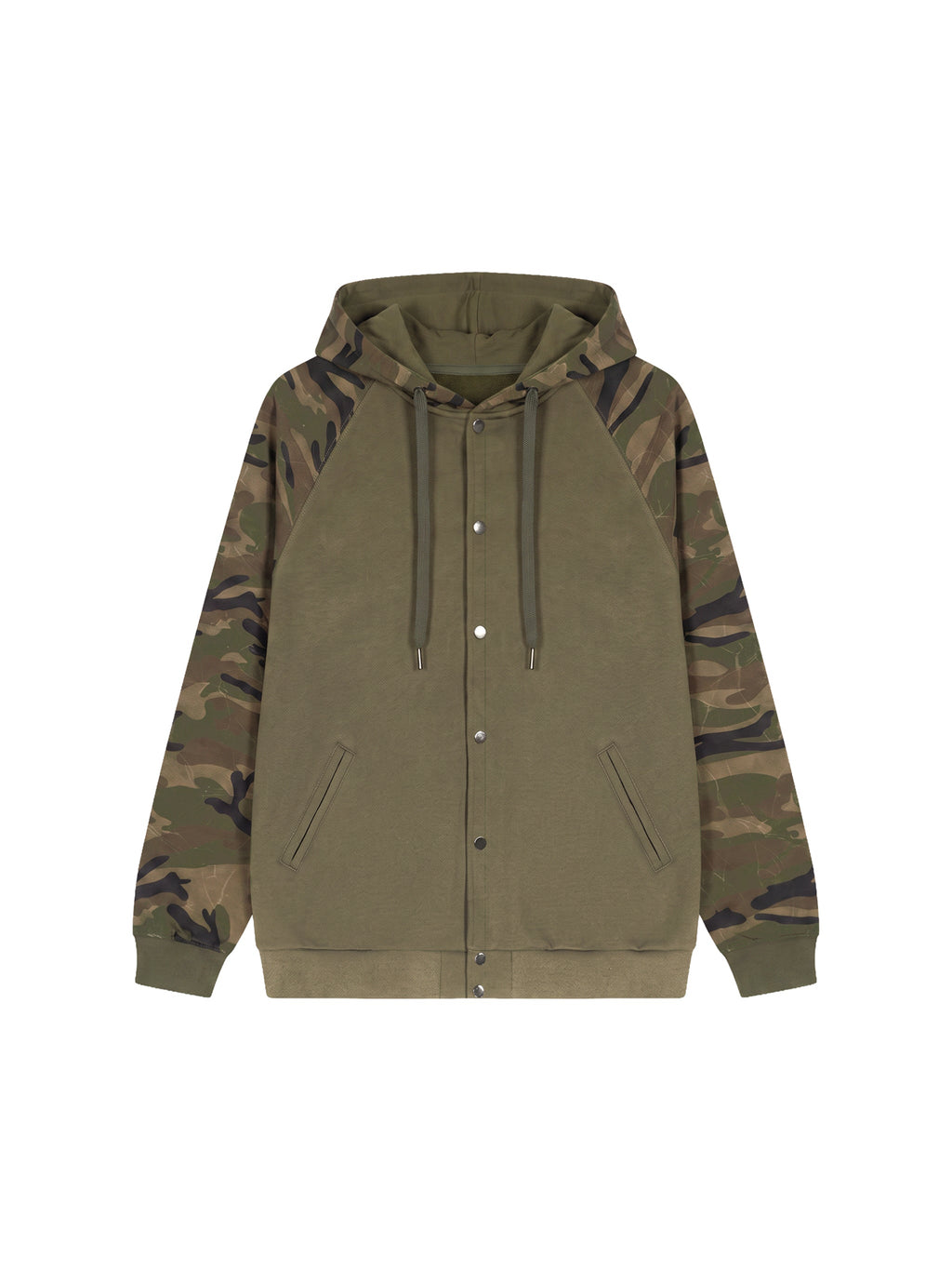 Unisex Camo-Splice Raglan Zip Hoodie