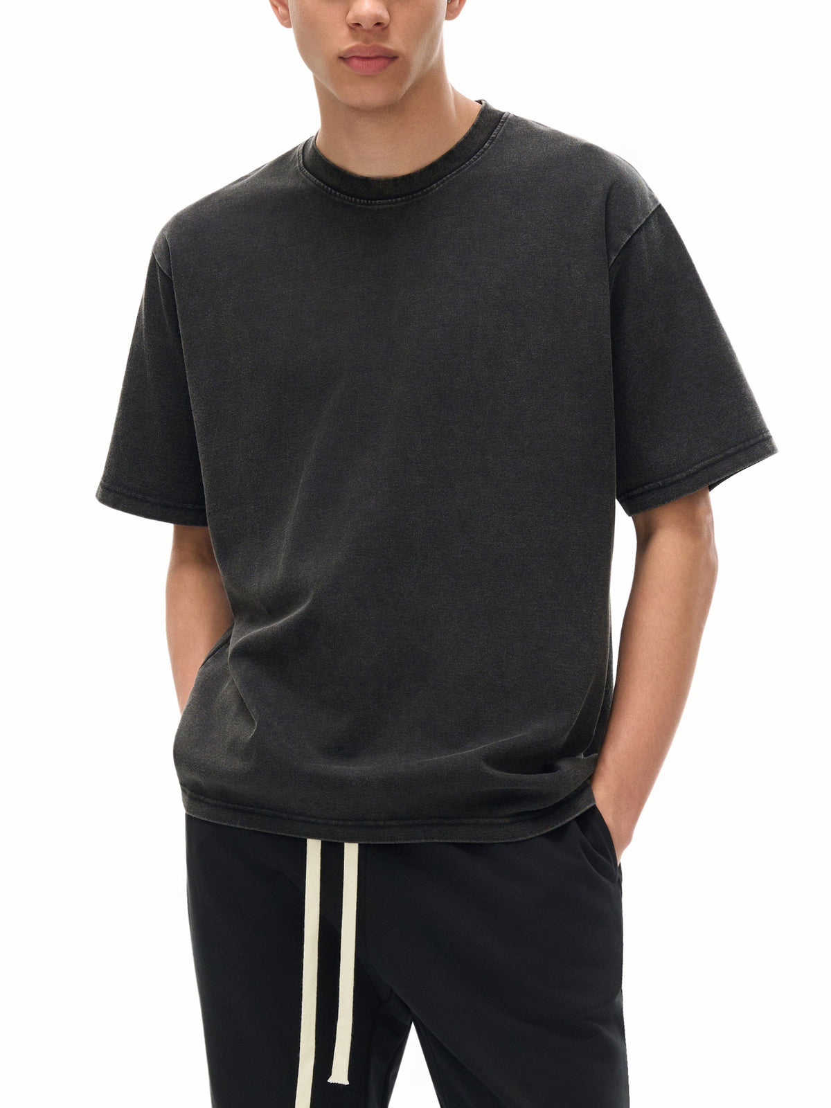 Unisex bamboo slub snow-washed T-shirt lifestyle view