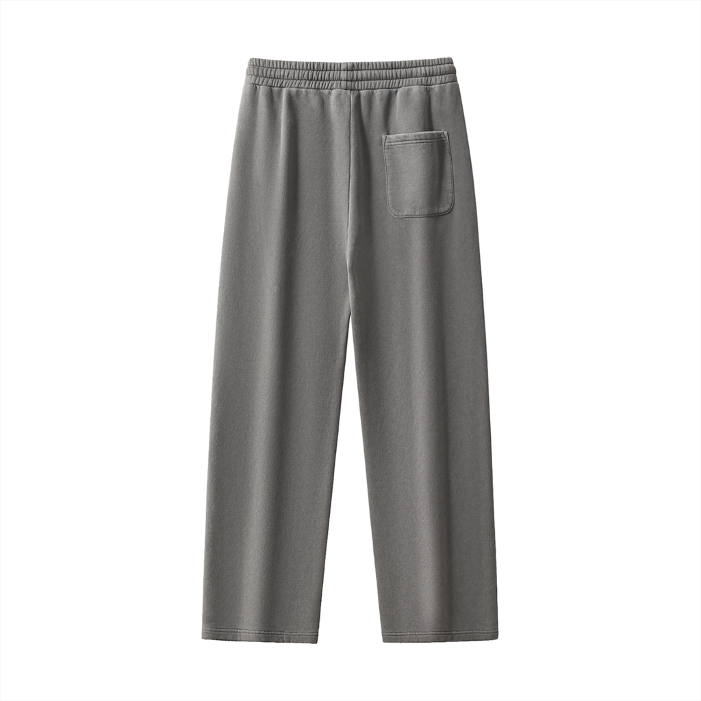 Unisex Frayed Enzyme-Washed Fleece Sweatpants – Dark Grey back view