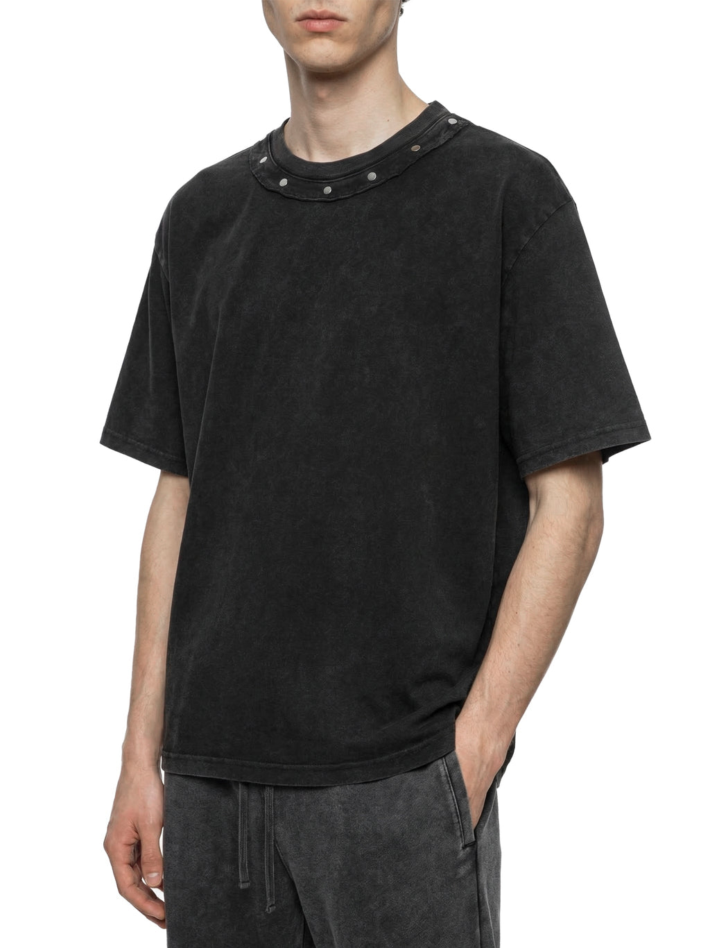 Unisex Washed Boxy Studded T-Shirt