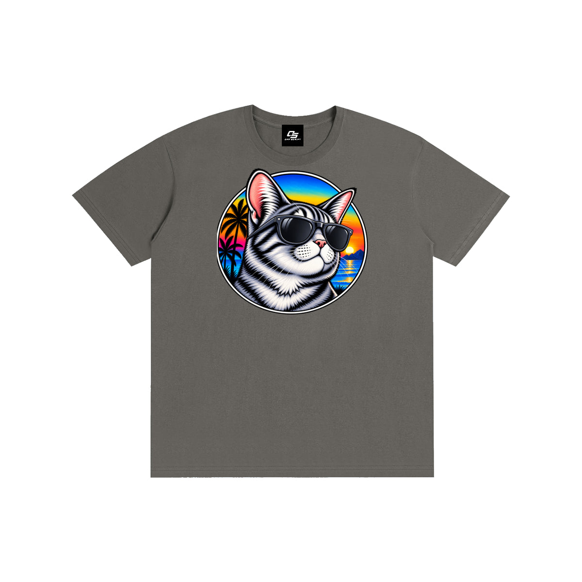 Cool Cat Sunset Pure Cotton Unisex T-Shirt