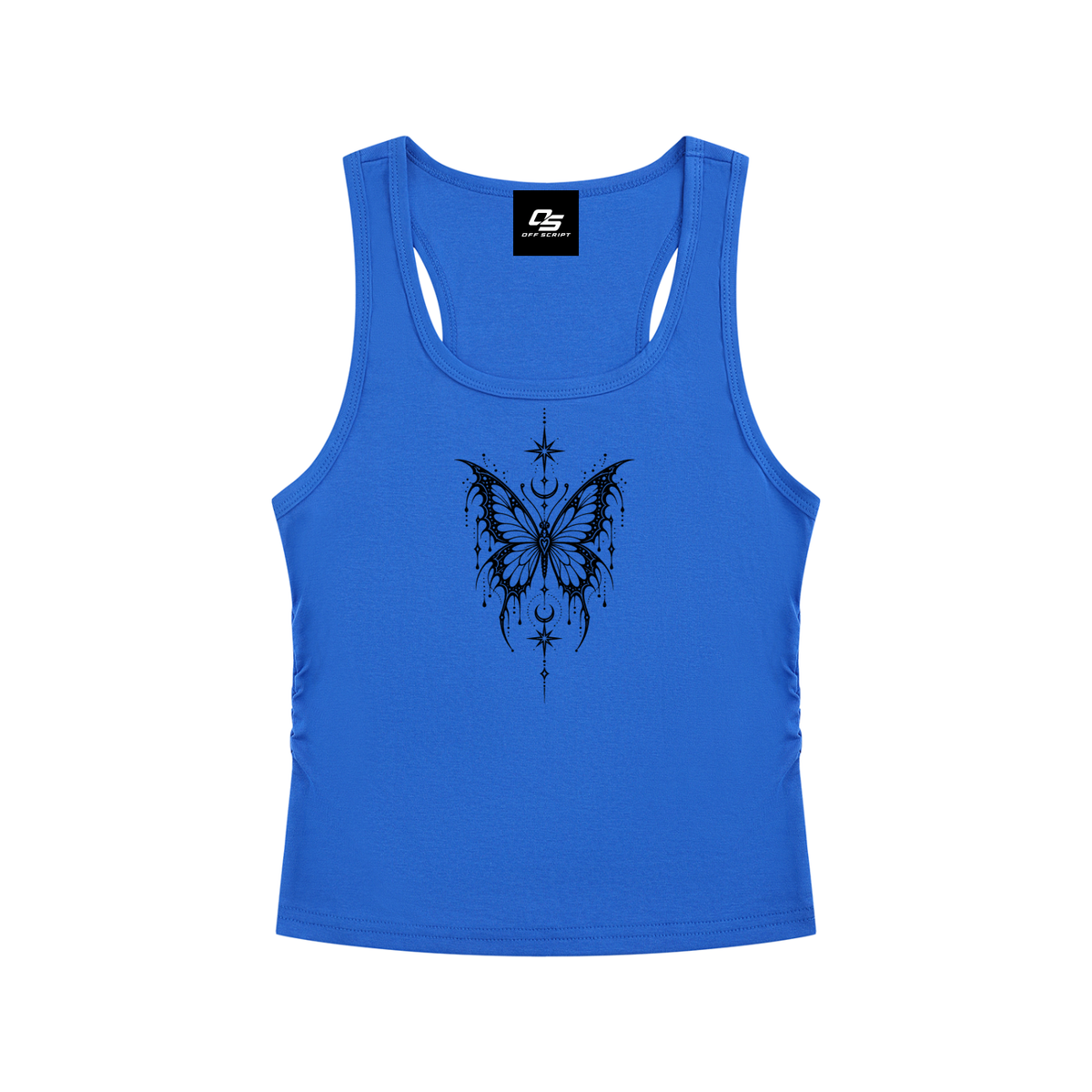 Celestial Butterfly Ruched Cropped Tank Top