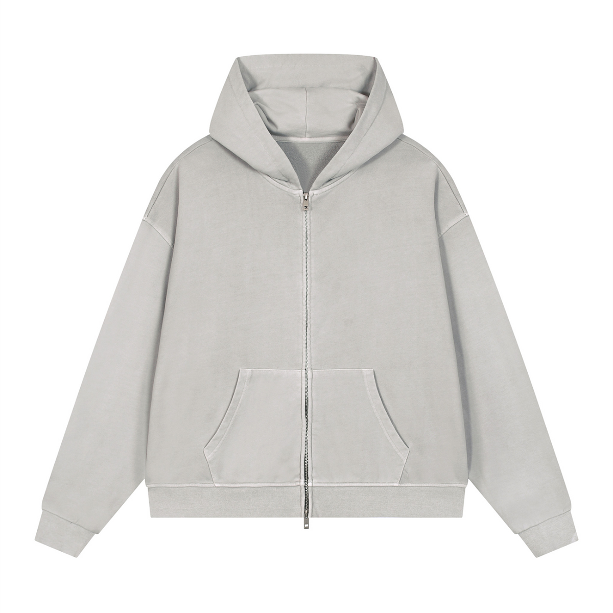 Off Script Gothic Skull Vintage Wash Full Zip Boxy Hoodie