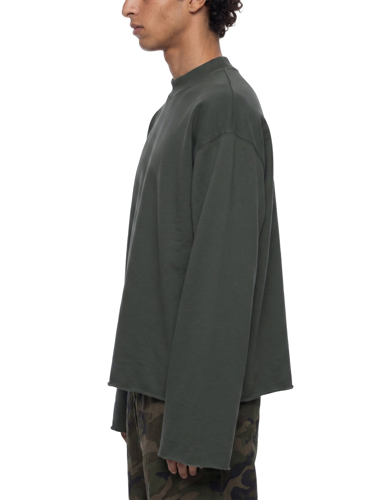 Unisex Mock-Neck Raw-Edge Boxy Sweatshirt