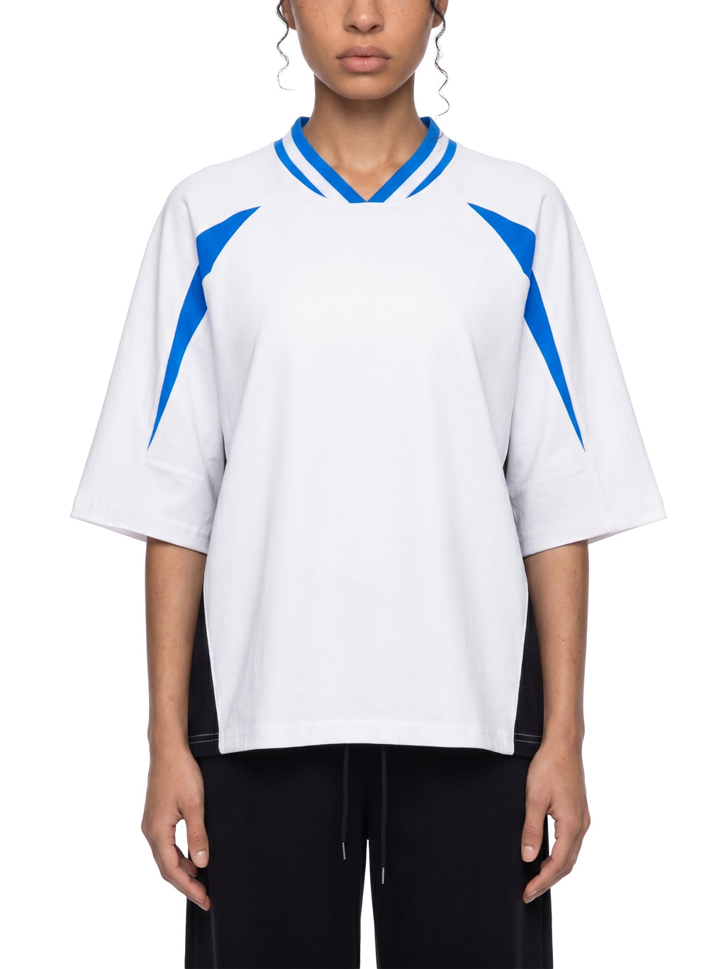 Unisex Oversized Color Block V-Neck T-Shirt