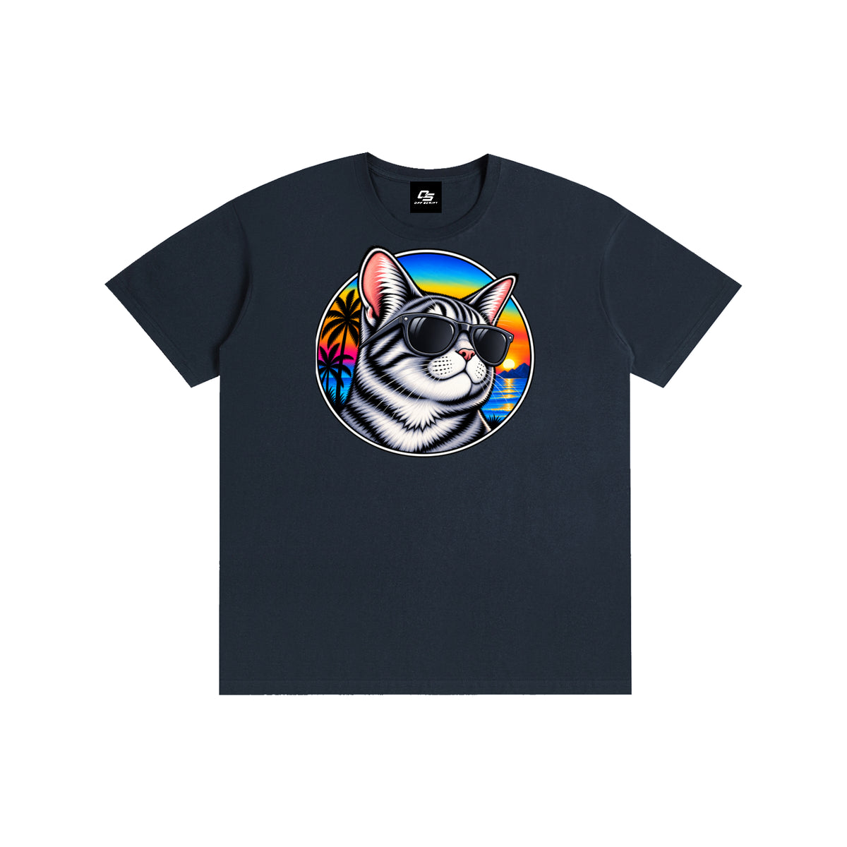 Cool Cat Sunset Pure Cotton Unisex T-Shirt