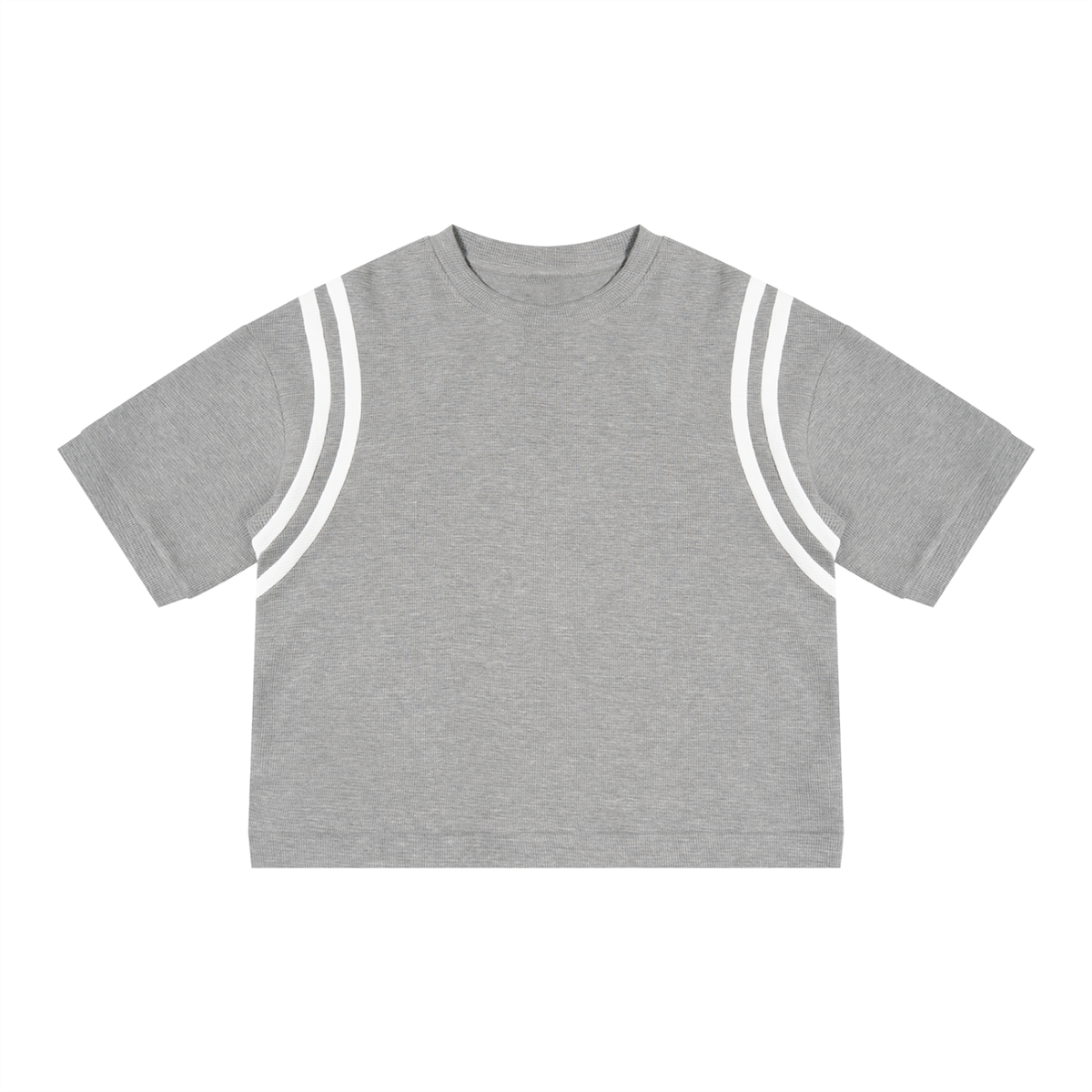 Light Gray with White Unisex Color Block Waffle Boxy T-Shirt front product view
