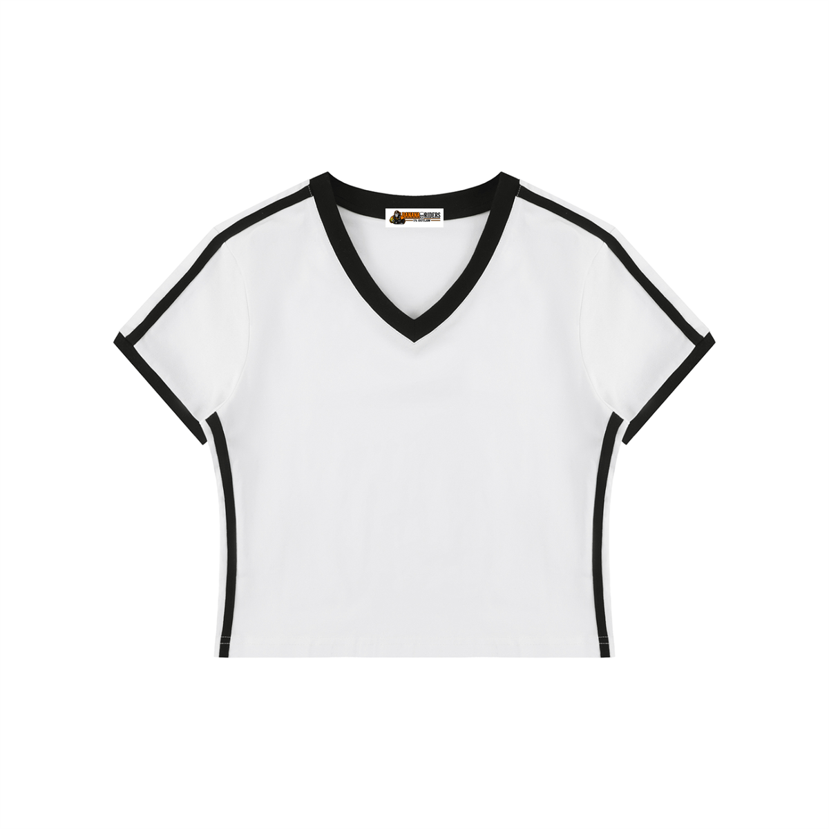 Women's Retro Binding V-Neck Crop T-Shirt
