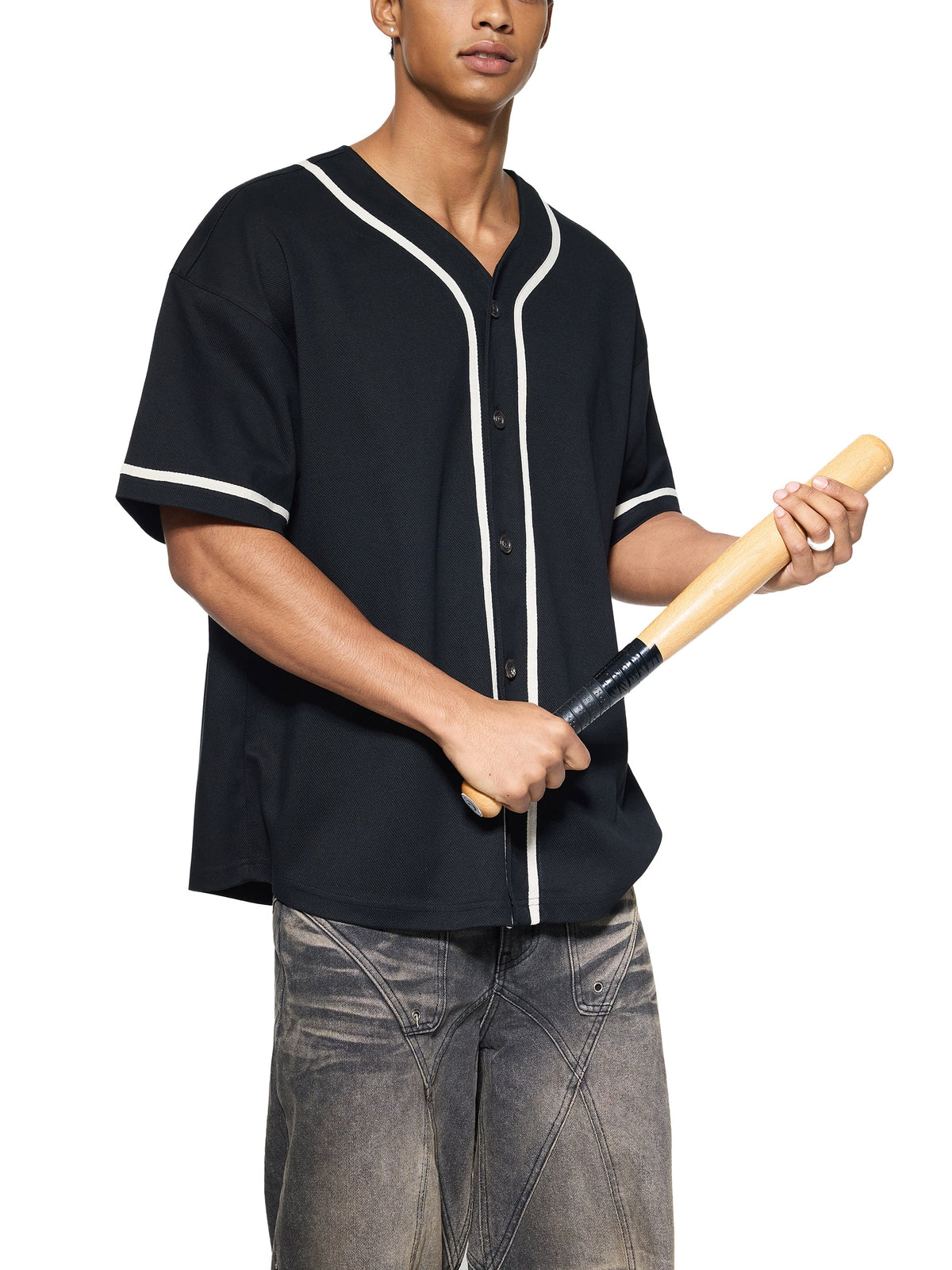 Unisex Contrast Piped Button-Up Jersey gallery view