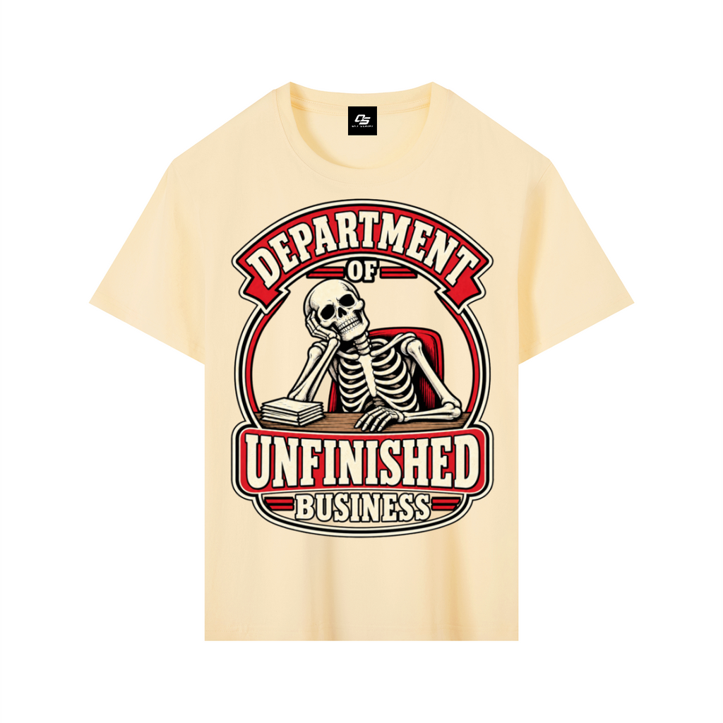 Department of Unfinished Business Pure Cotton Unisex T-Shirt – Light Apricot