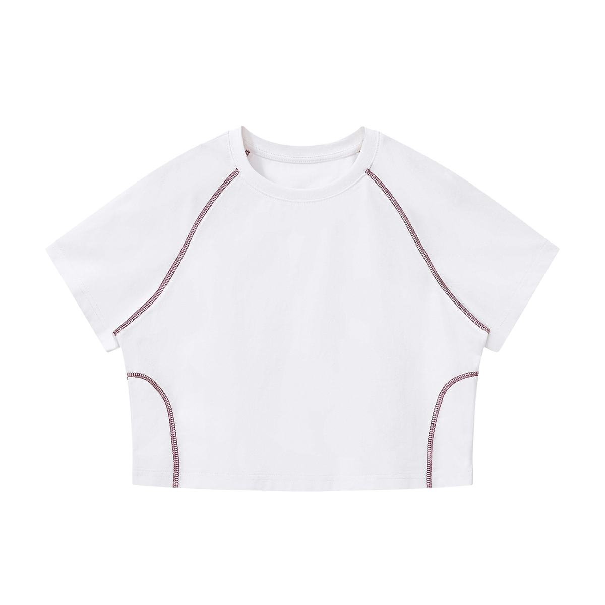 Women's Contrast Stitch Raglan Crop T-Shirt
