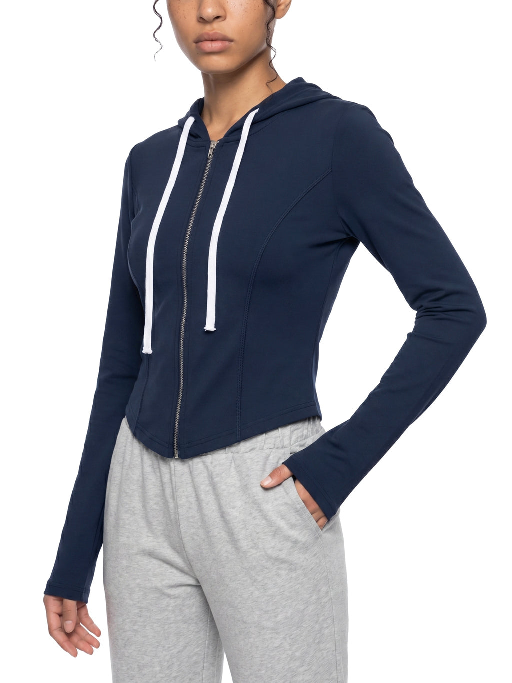 Women's Slim Cropped Full Zip Hoodie