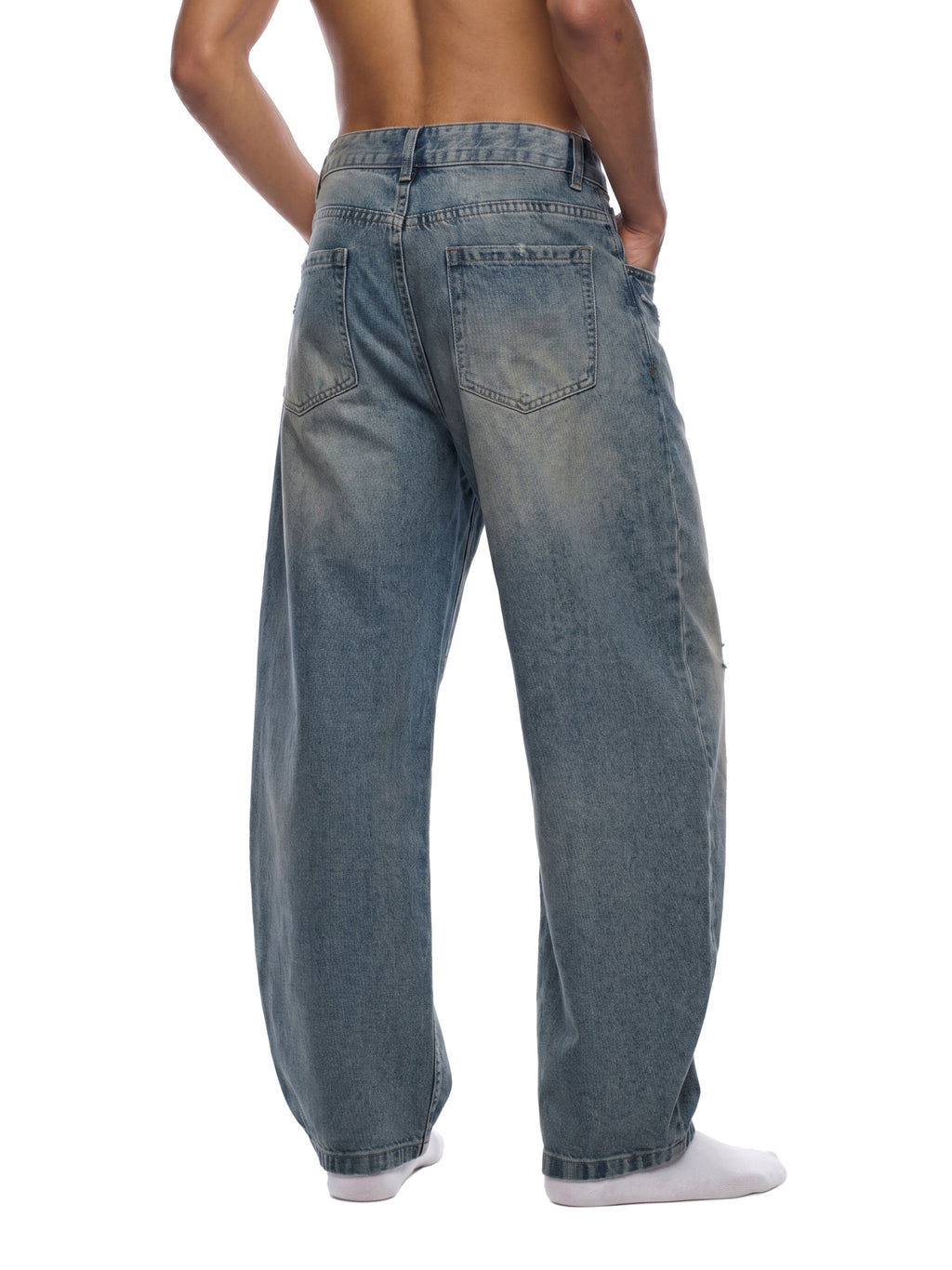 Men’s Distressed Barrel Leg Jeans