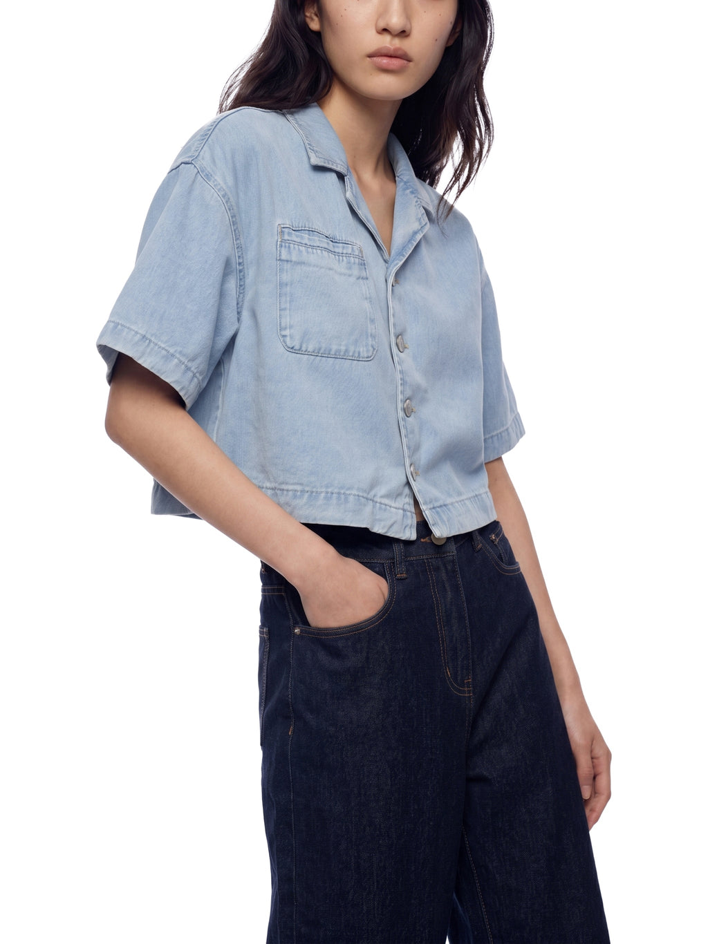 Women's Vintage Wash Boxy Cropped Shirt