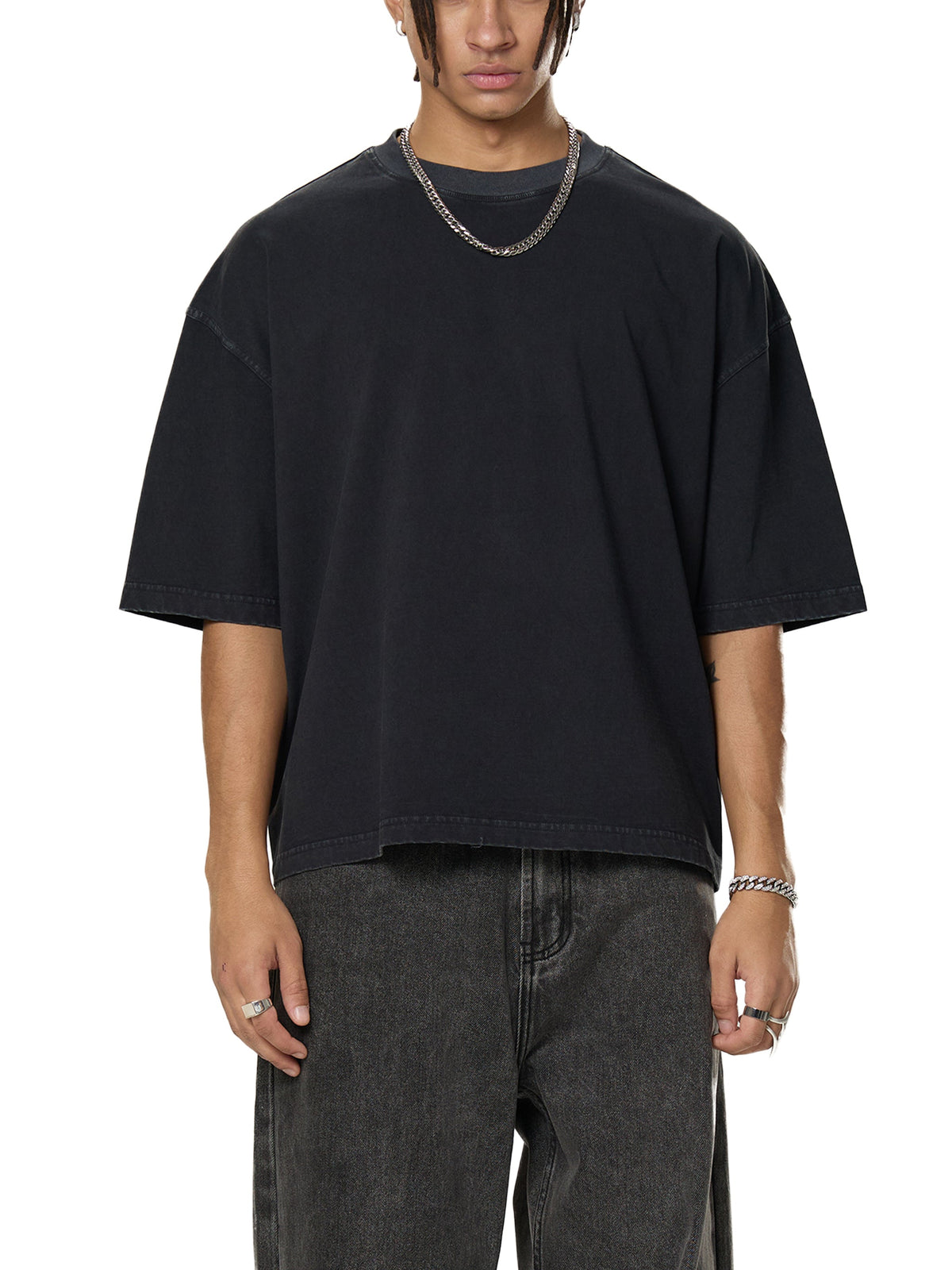 Unisex vintage-washed boxy T-shirt lifestyle view