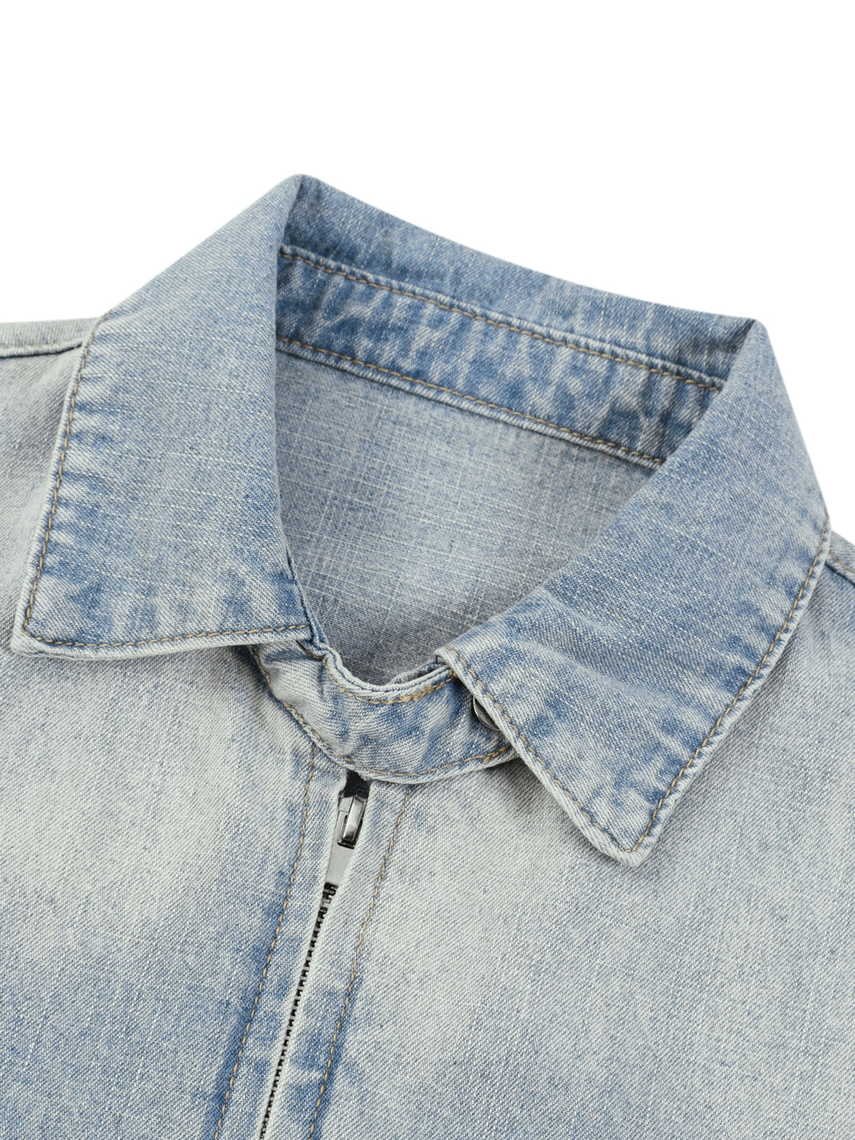 Unisex Vintage Wash Full-Zip Denim Jacket