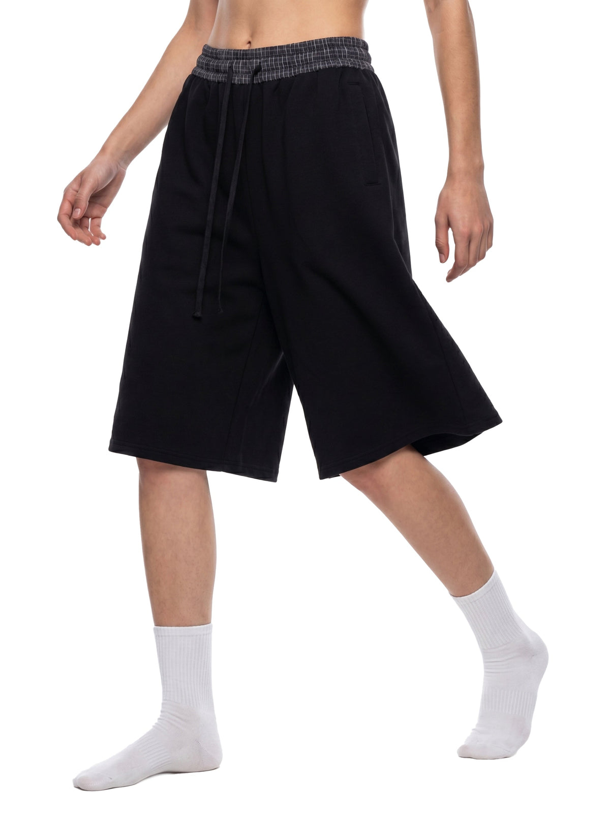 Unisex Plaid Waistband Shorts
