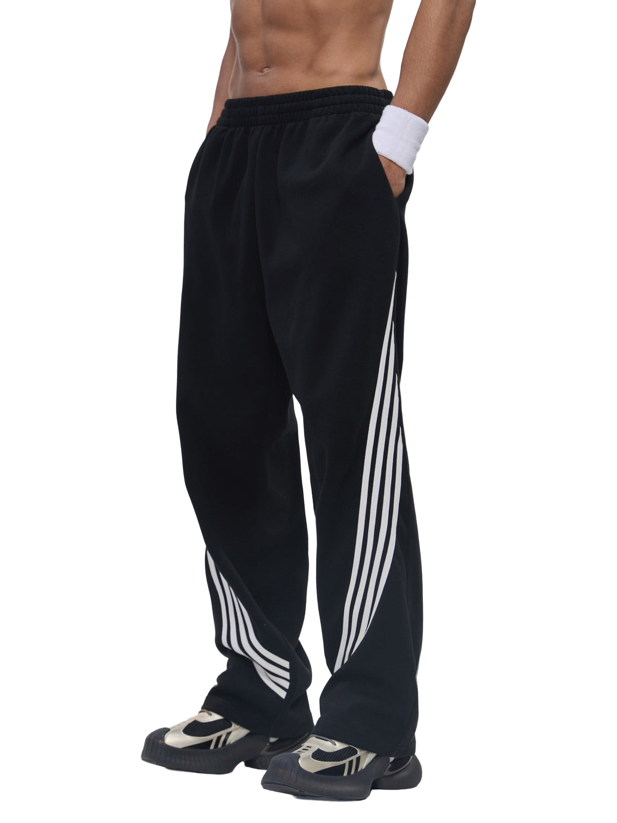 Curved Stripe Straight-Leg Sweatpants