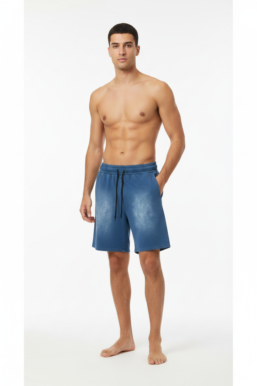 Rectangle Patch Monkey Washed Shorts