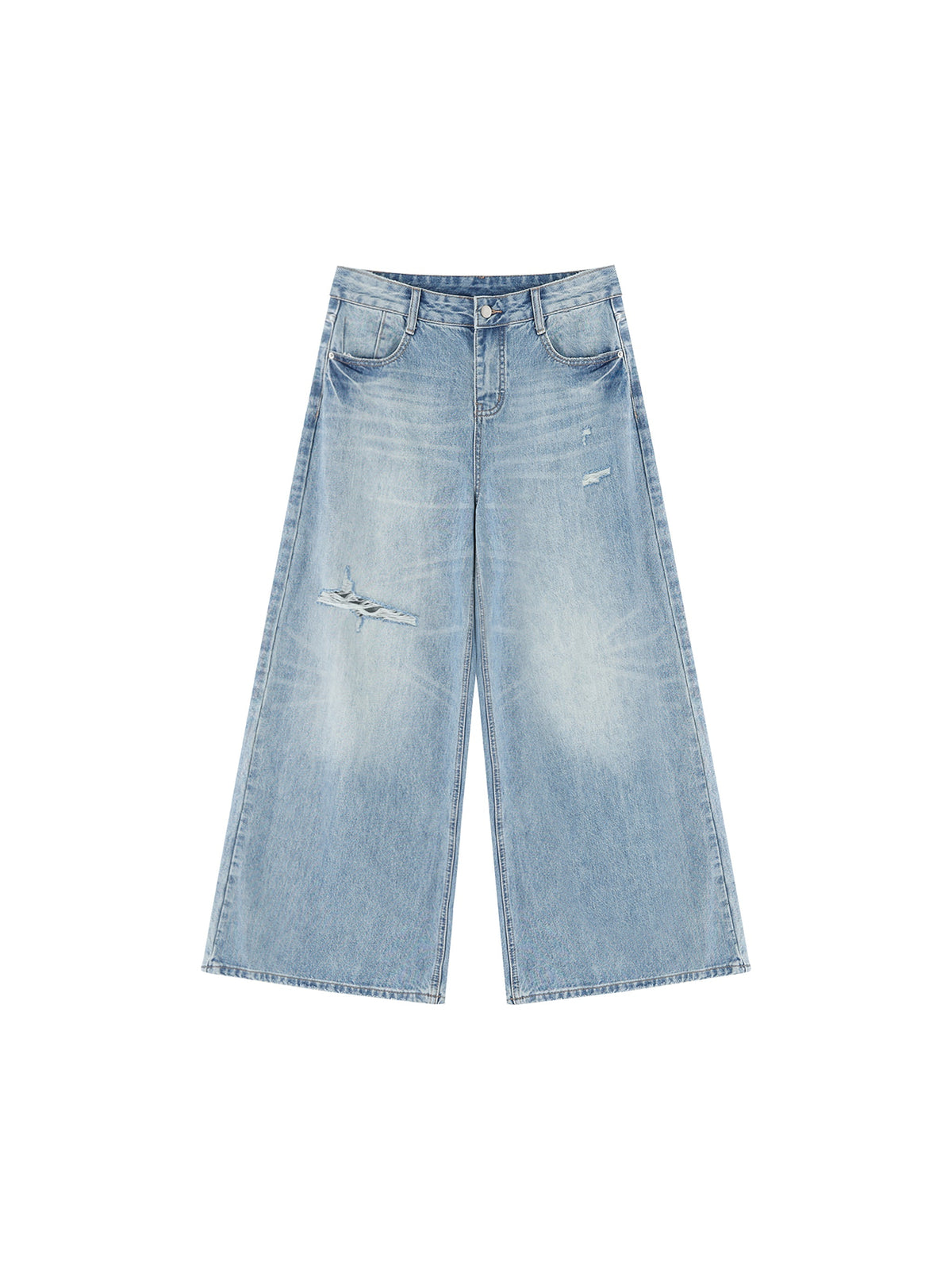 Women's Vintage Wash Distressed Wide Leg Jeans