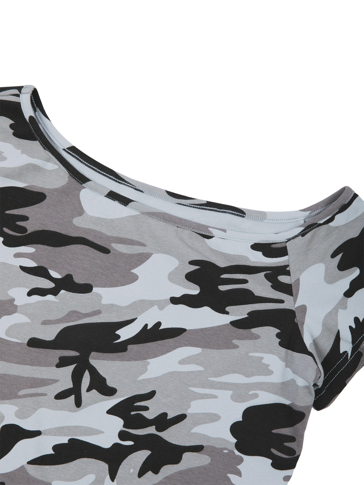 Women's Camo Off-Shoulder Crop T-Shirt