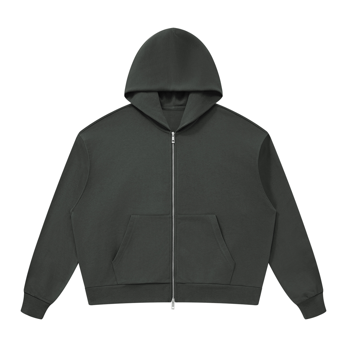 Unisex Drop Shoulder Full Zip Hoodie – Dark Grey