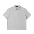 Grey Half-Zip Cotton Polo Shirt front view