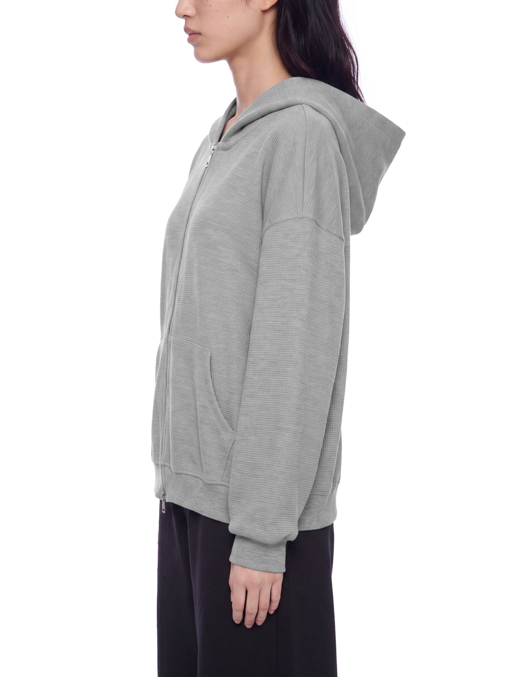 Unisex Waffle Boxy Full-Zip Hoodie