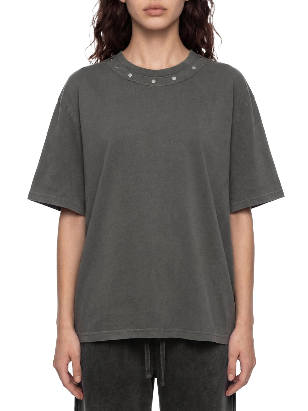 Unisex Washed Boxy Studded T-Shirt
