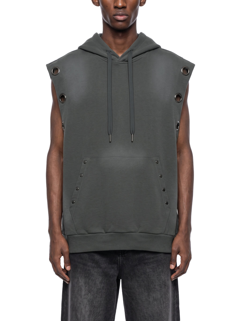 Vintage-Wash Sun-Fade Sleeveless Hoodie