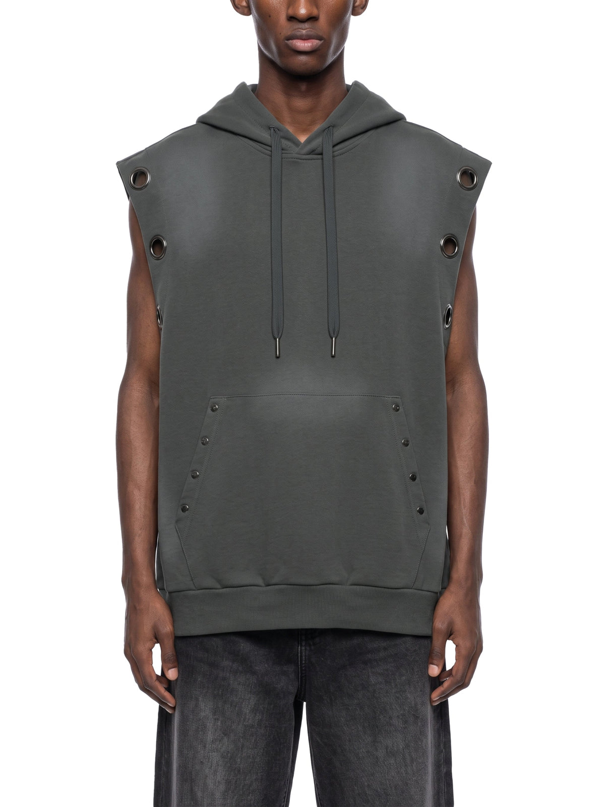 Vintage-Wash Sun-Fade Sleeveless Hoodie