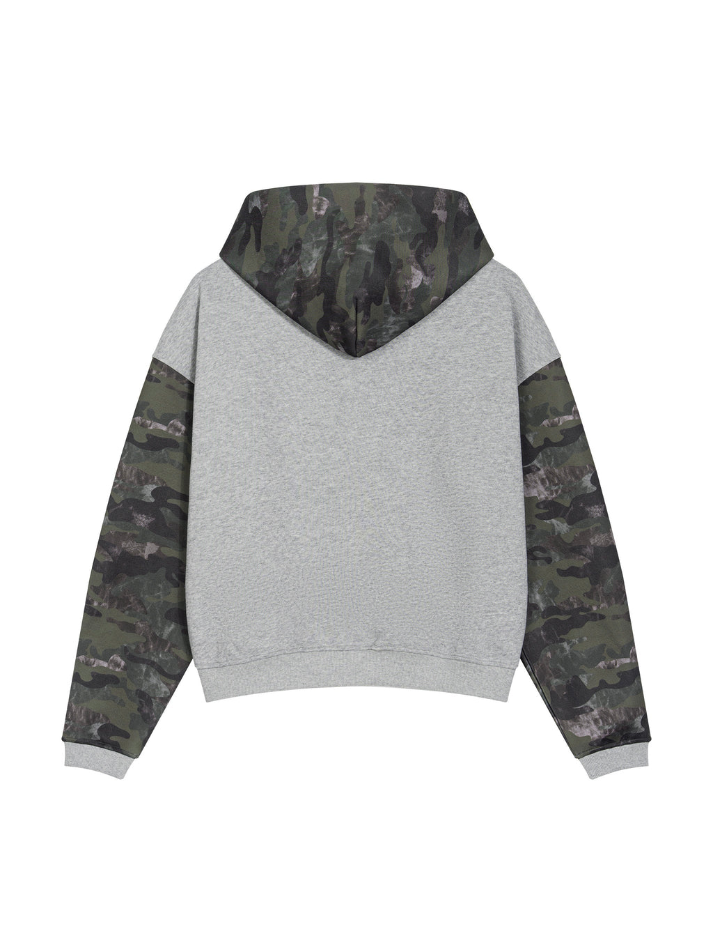 Unisex Colorblock Camo Full Zip Boxy Hoodie