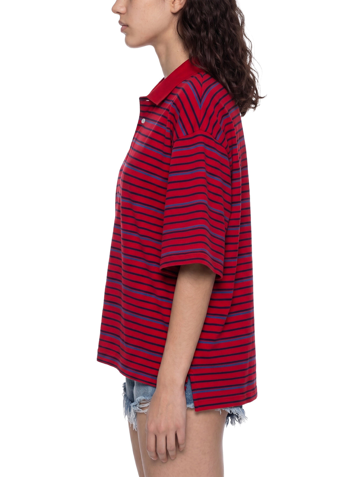 Unisex Striped Boxy Collared Polo Shirt