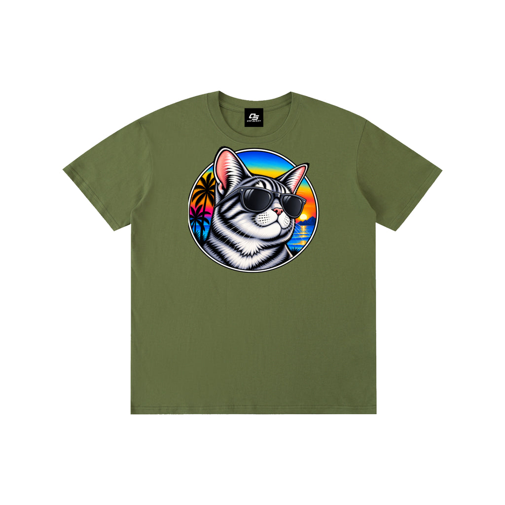 Cool Cat Sunset Pure Cotton Unisex T-Shirt