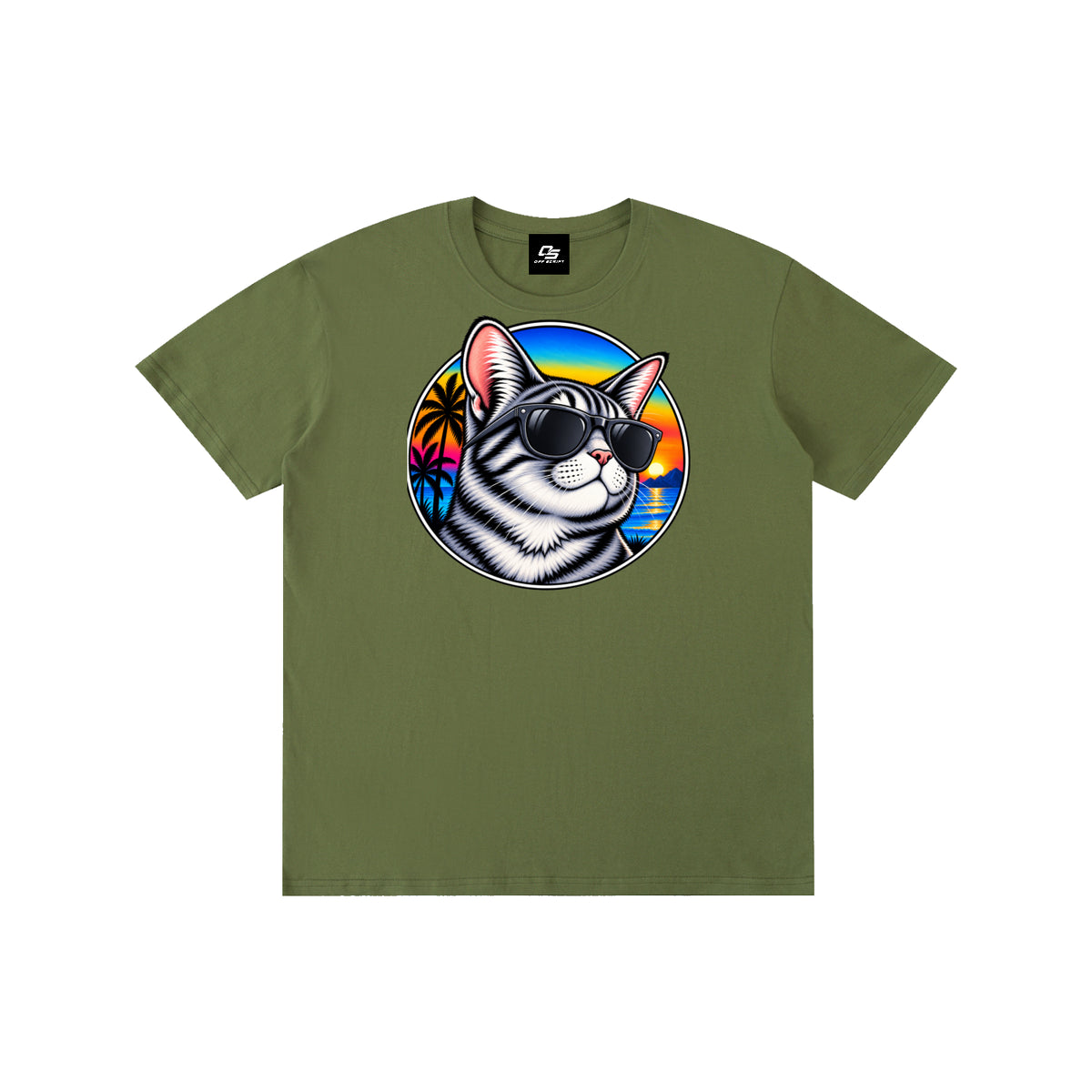 Cool Cat Sunset Pure Cotton Unisex T-Shirt