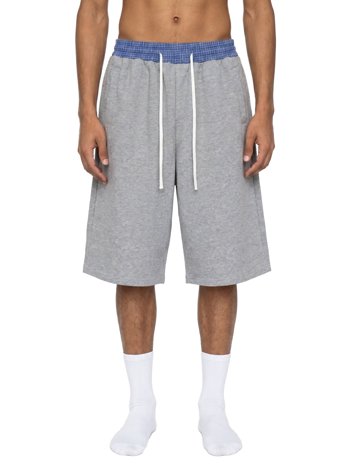 Unisex Plaid Waistband Shorts