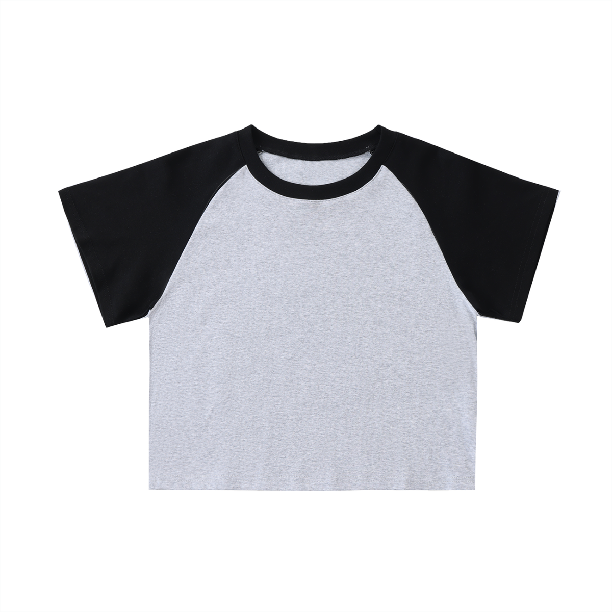Color-Blocked Raglan Sleeve Crop Top