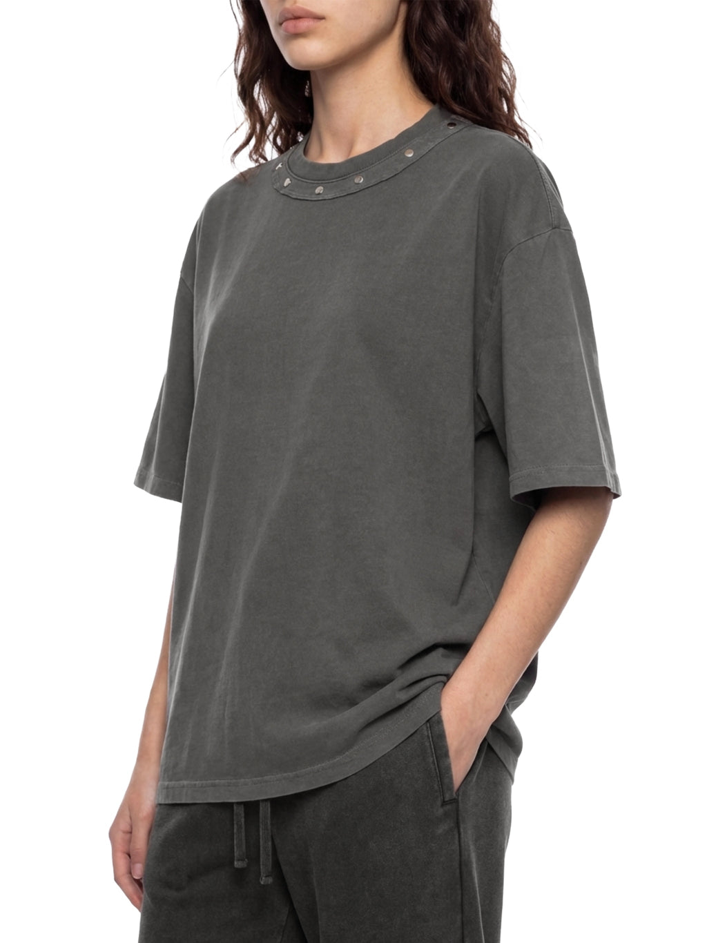 Unisex Washed Boxy Studded T-Shirt