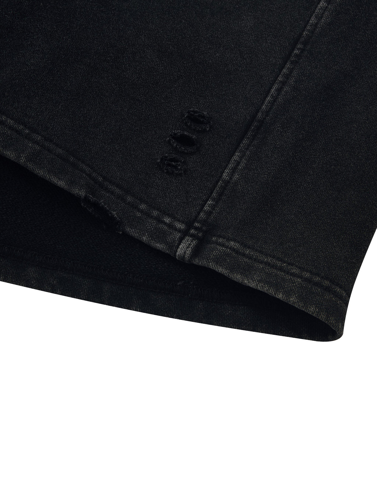 Unisex Vintage Wash Distressed Wide-Leg Shorts